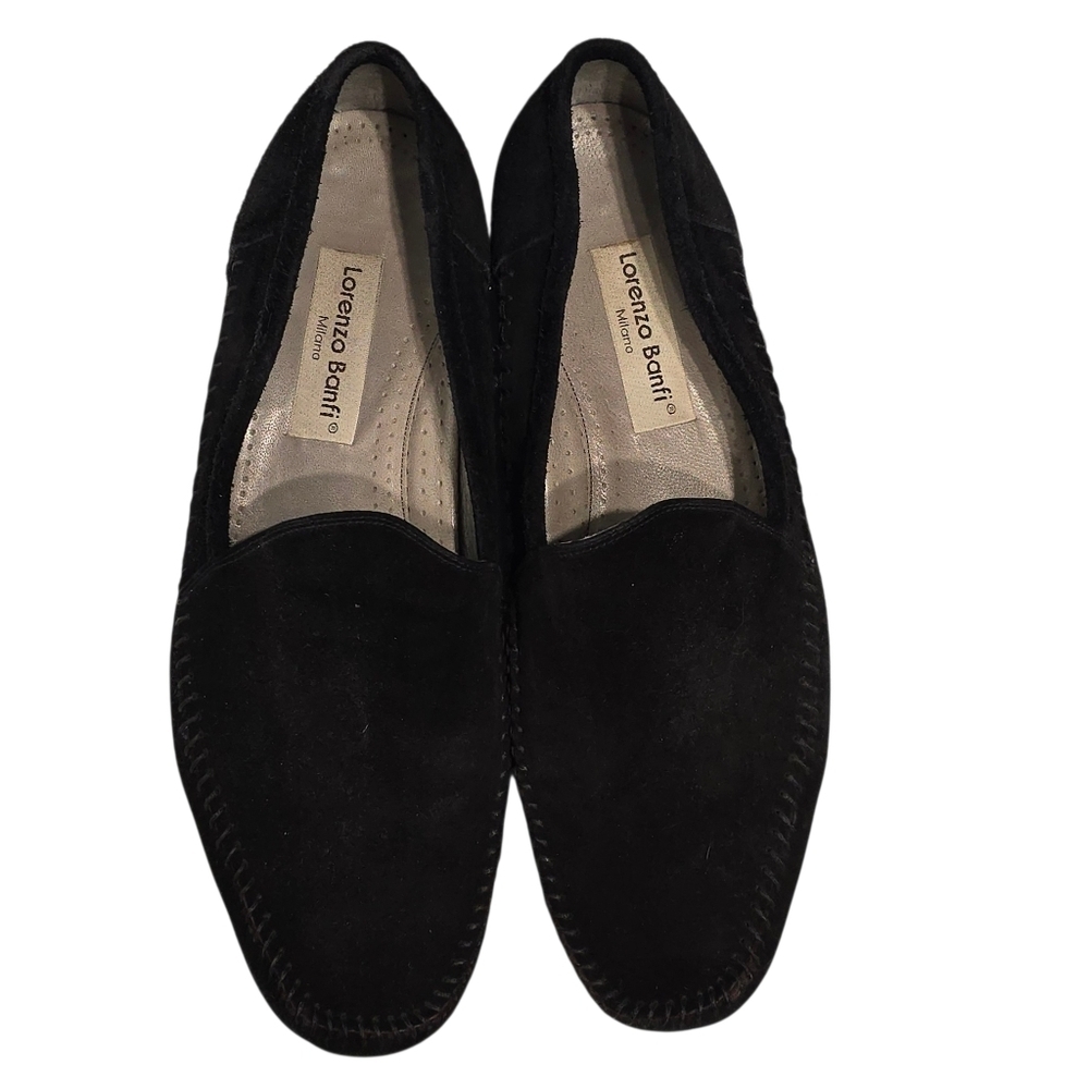 Lorenzo Banfi Milano Black Suede Loafers Men's Size 9.5